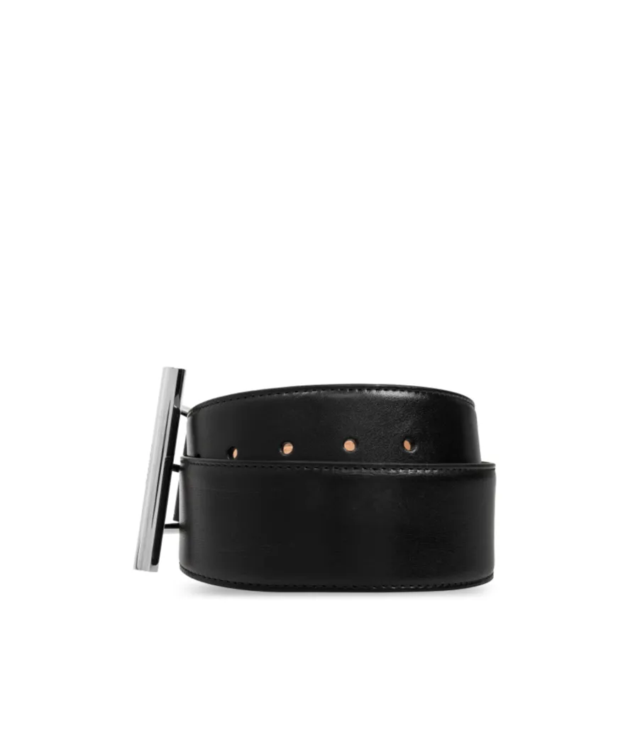 T-Bar Buckled Logo Engraved Belt