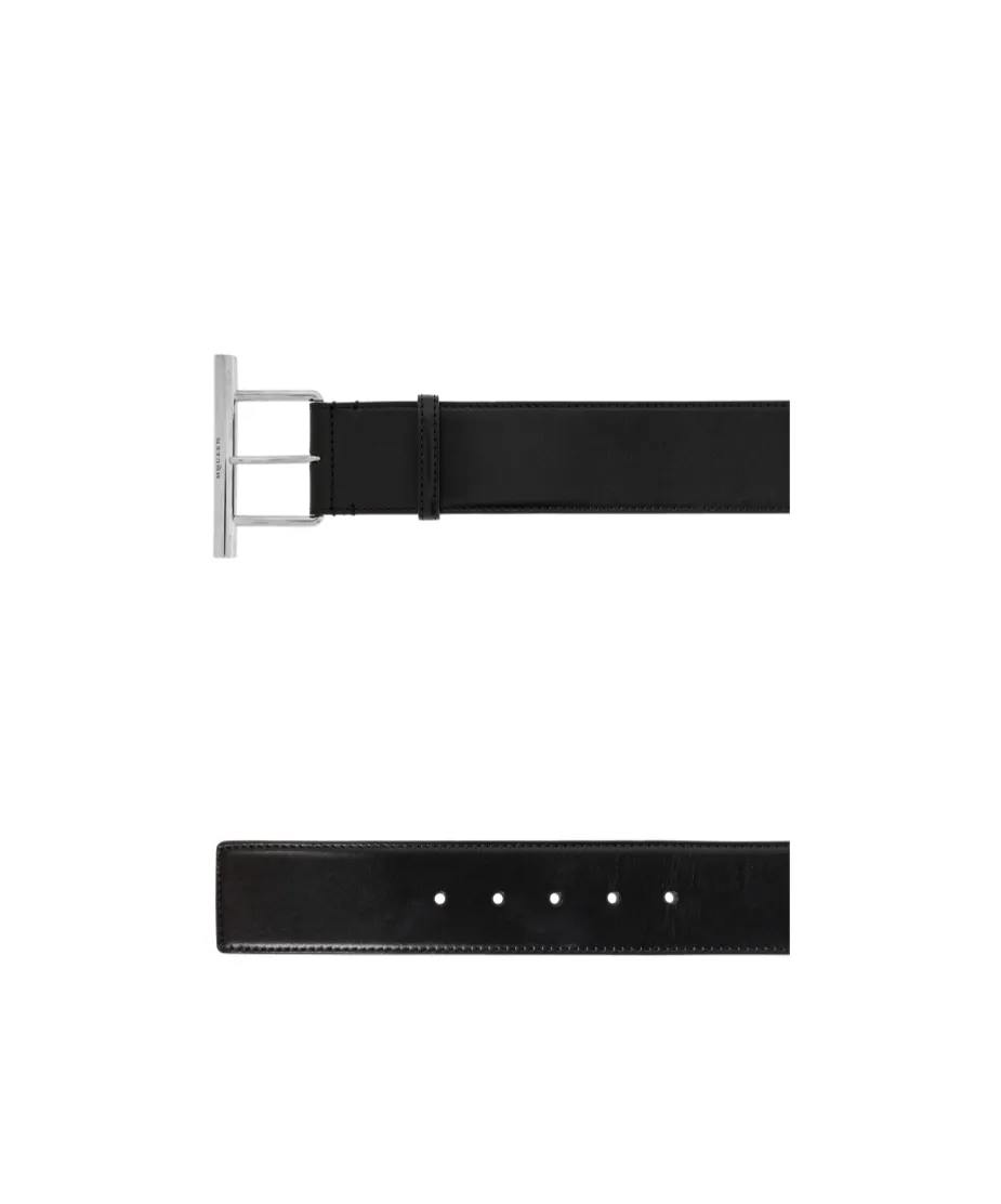 T-Bar Buckled Logo Engraved Belt