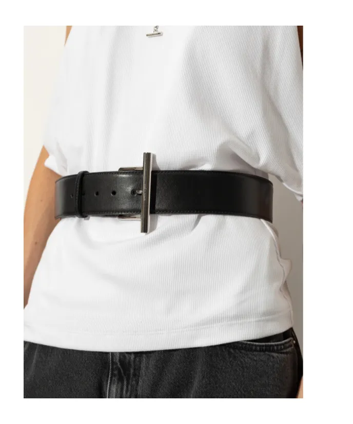 T-Bar Buckled Logo Engraved Belt