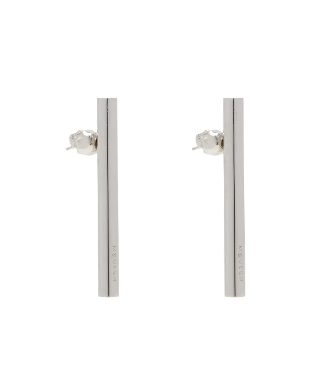 Cross-Bar Logo Engraved Earrings