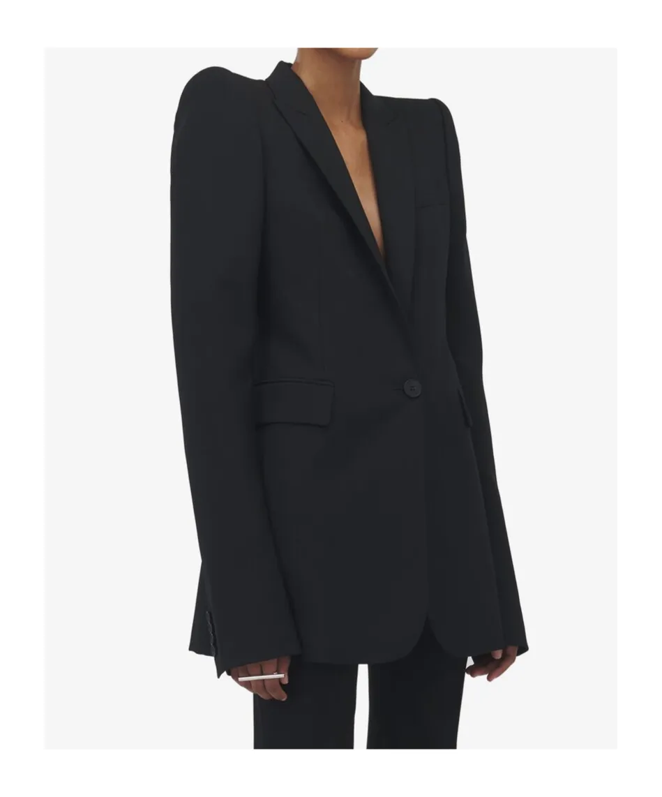 Stacked Shoulder Single-Breasted Jacket