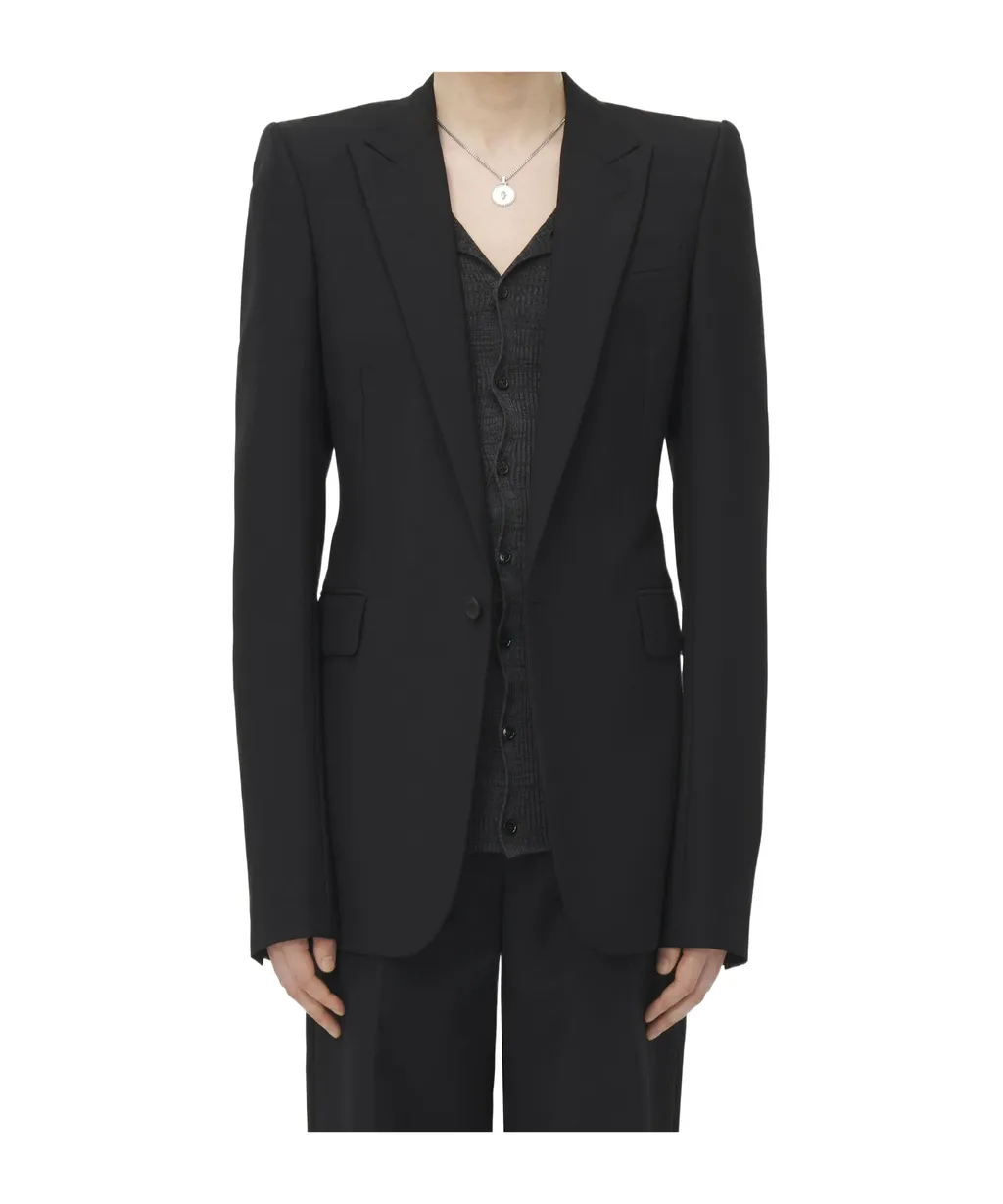Stacked Shoulder Single-Breasted Jacket