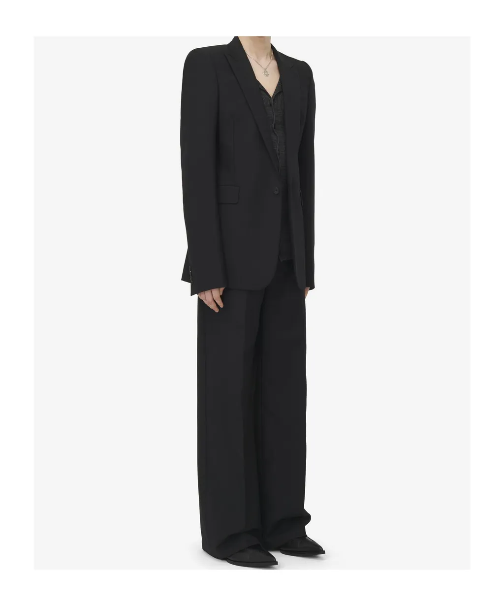 Stacked Shoulder Single-Breasted Jacket