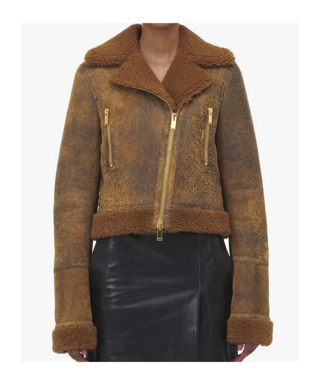 Off-Center Zip Aviator Jacket