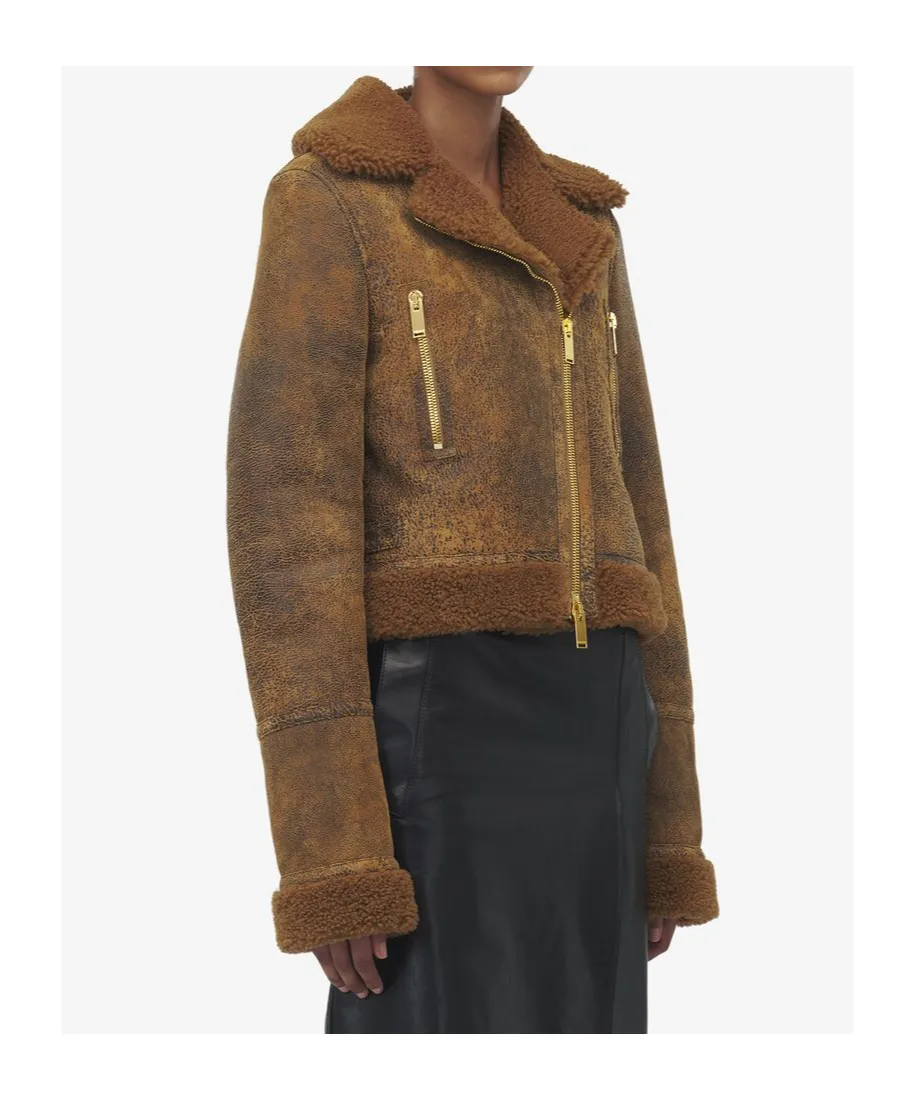 Off-Center Zip Aviator Jacket