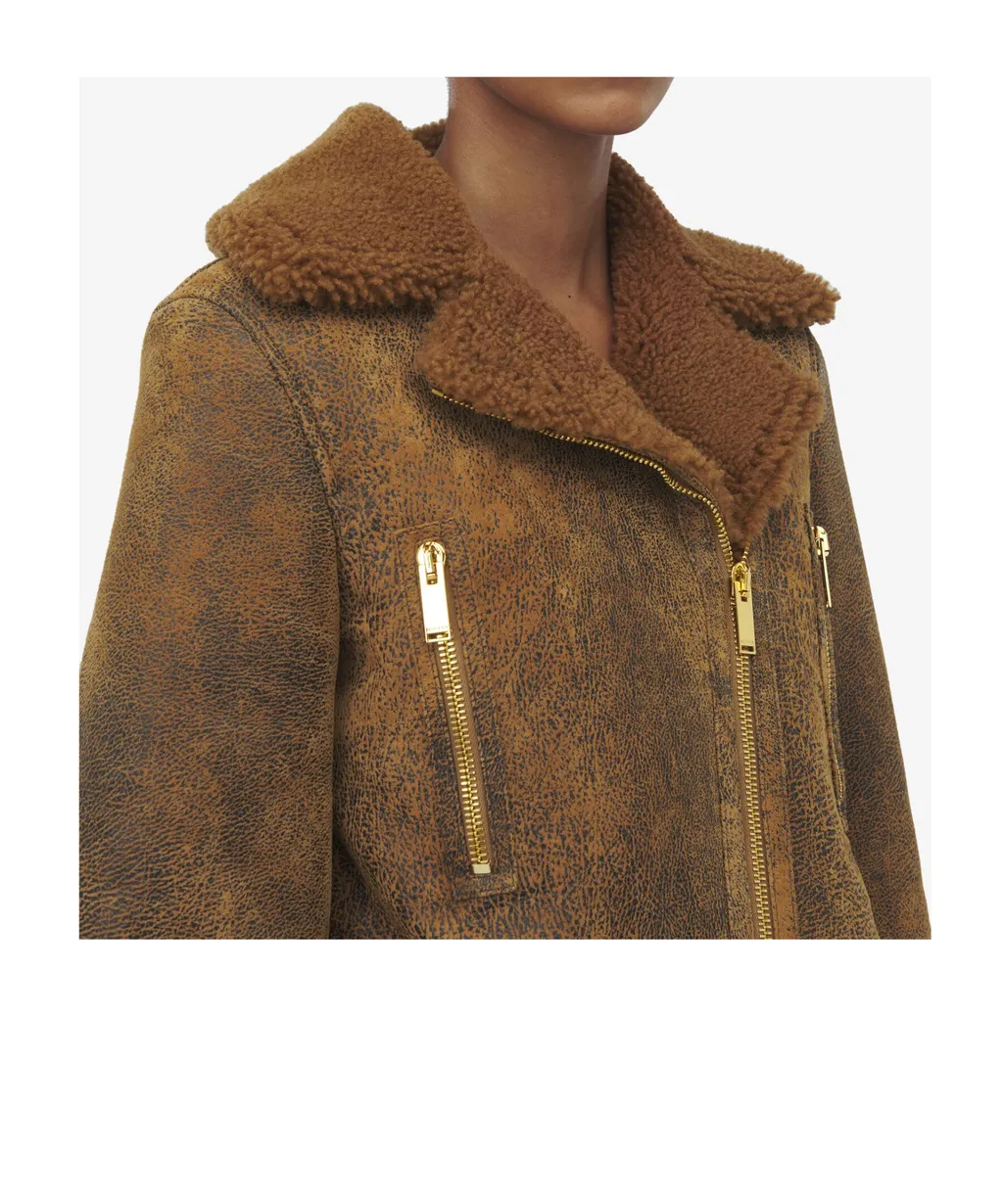 Off-Center Zip Aviator Jacket