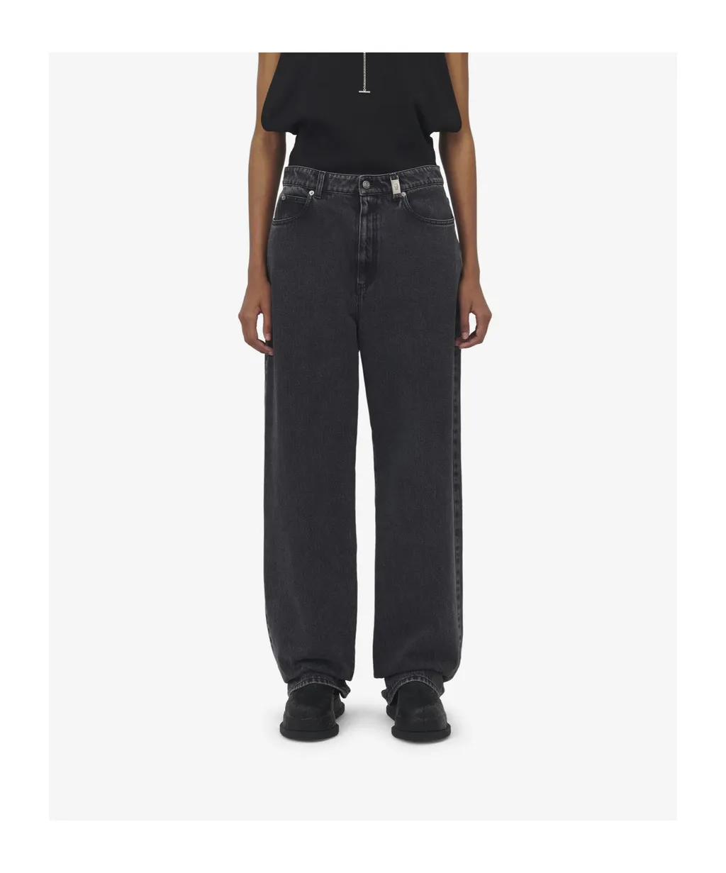 Wide-Leg Skull Plaque Jeans