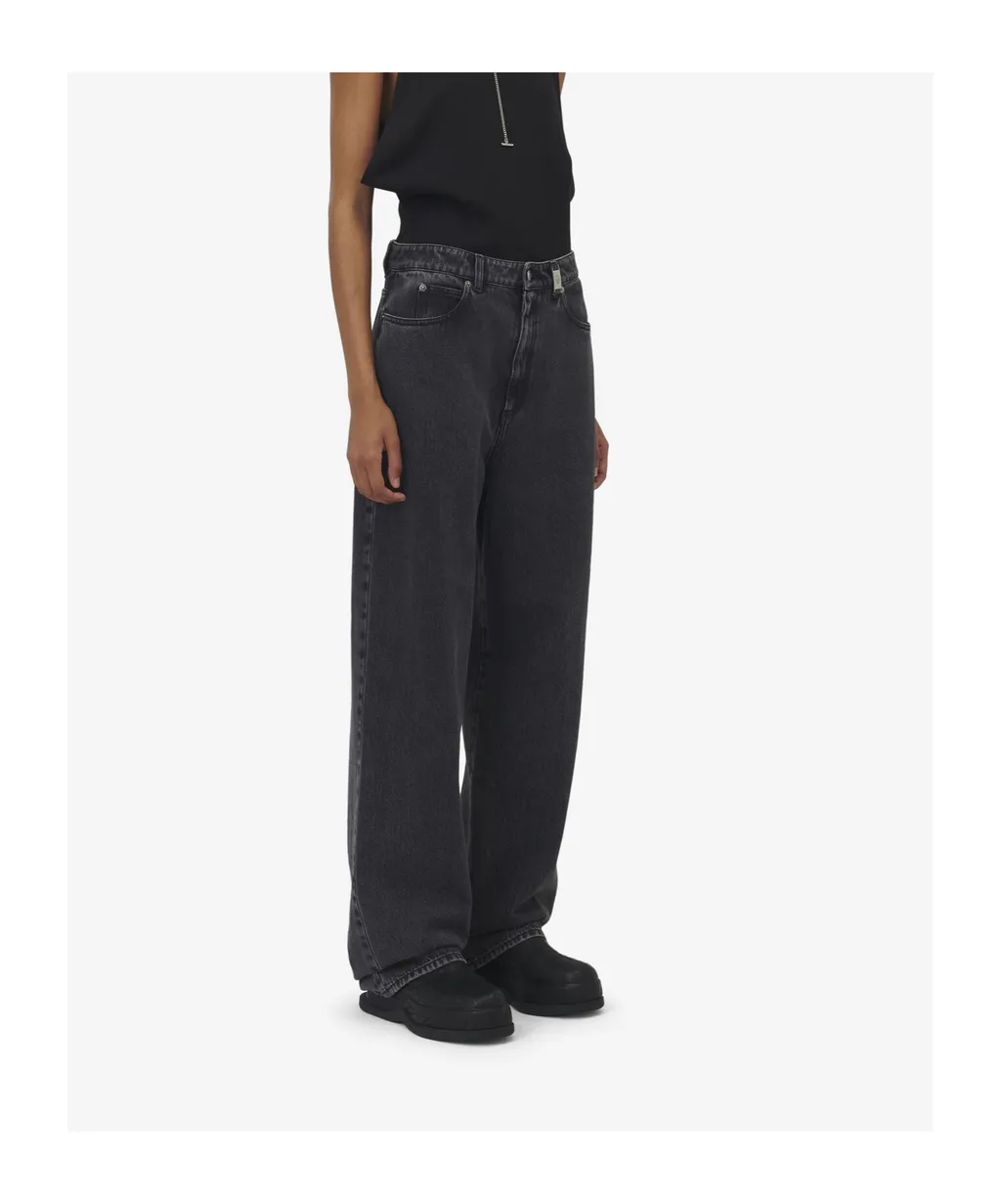 Wide-Leg Skull Plaque Jeans