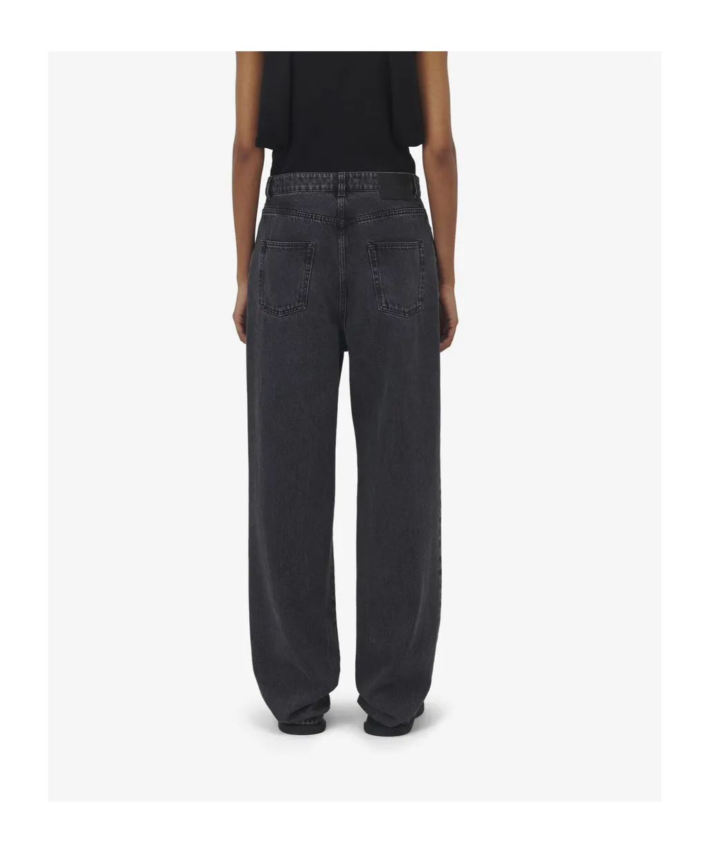 Wide-Leg Skull Plaque Jeans