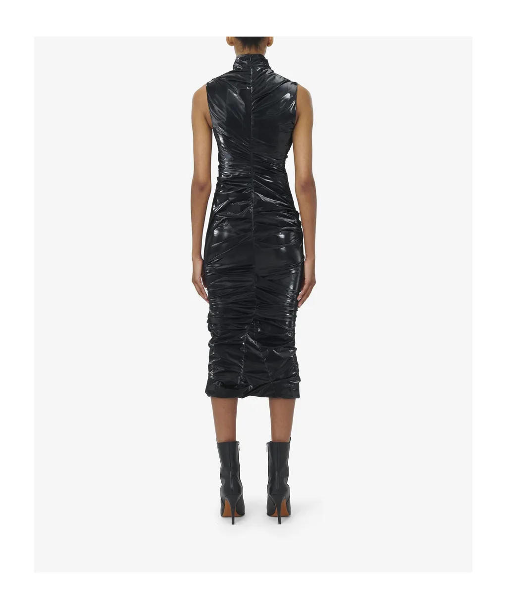 Laminated Gathered Sleeveless Dress