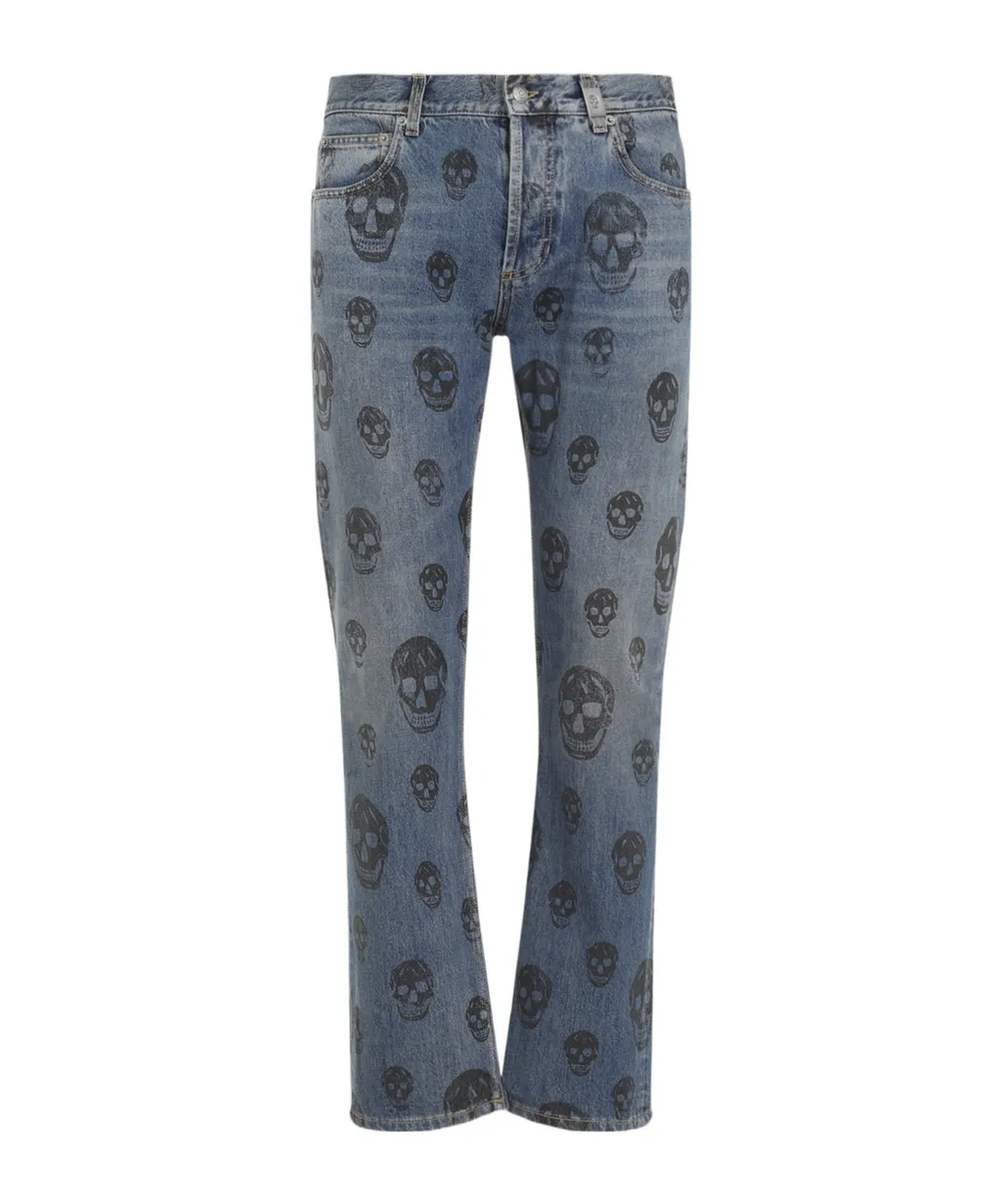 Skull Printed Straight-Leg Jeans