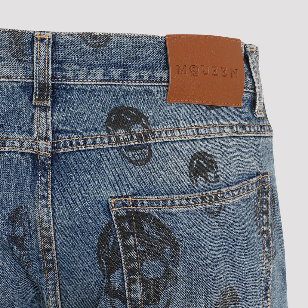 Skull Printed Straight-Leg Jeans