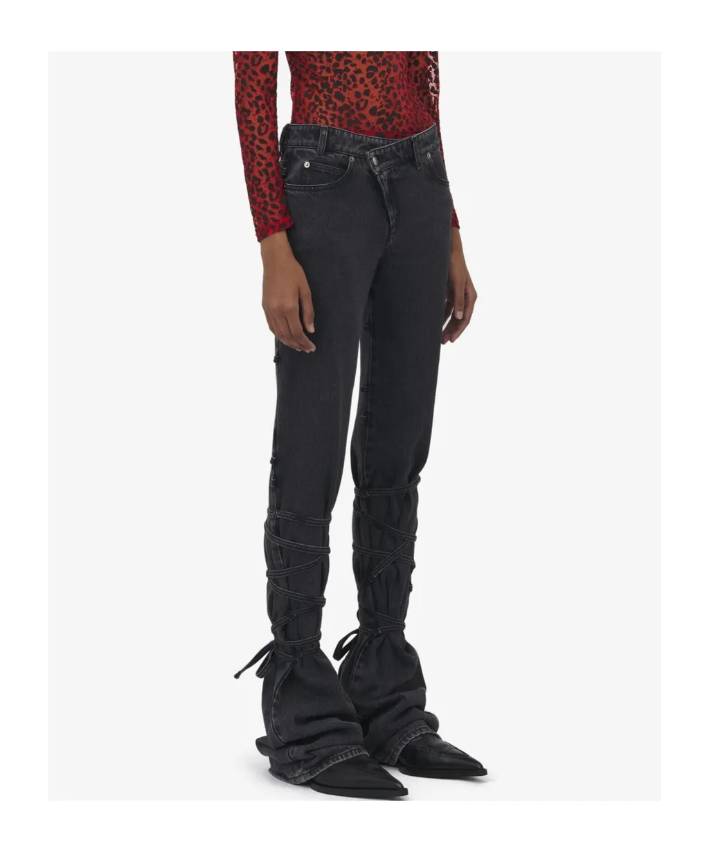 Low-Rise Tied Jeans