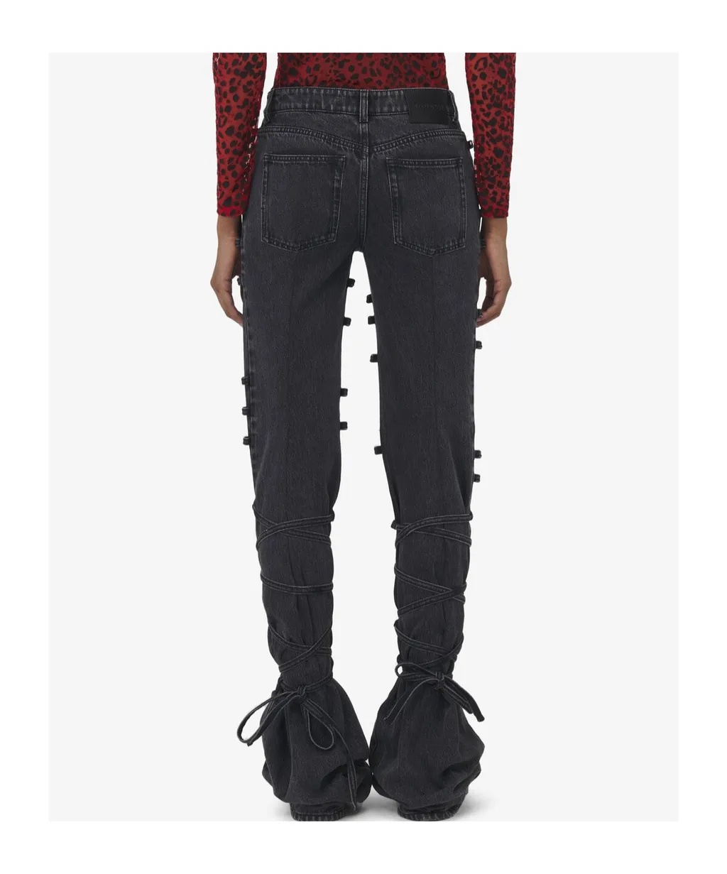 Low-Rise Tied Jeans