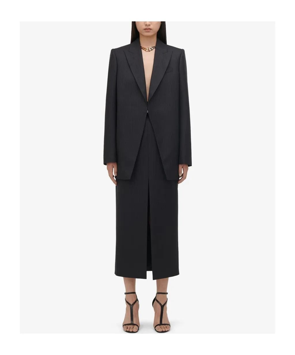 Pinstripe Pattern Blazer