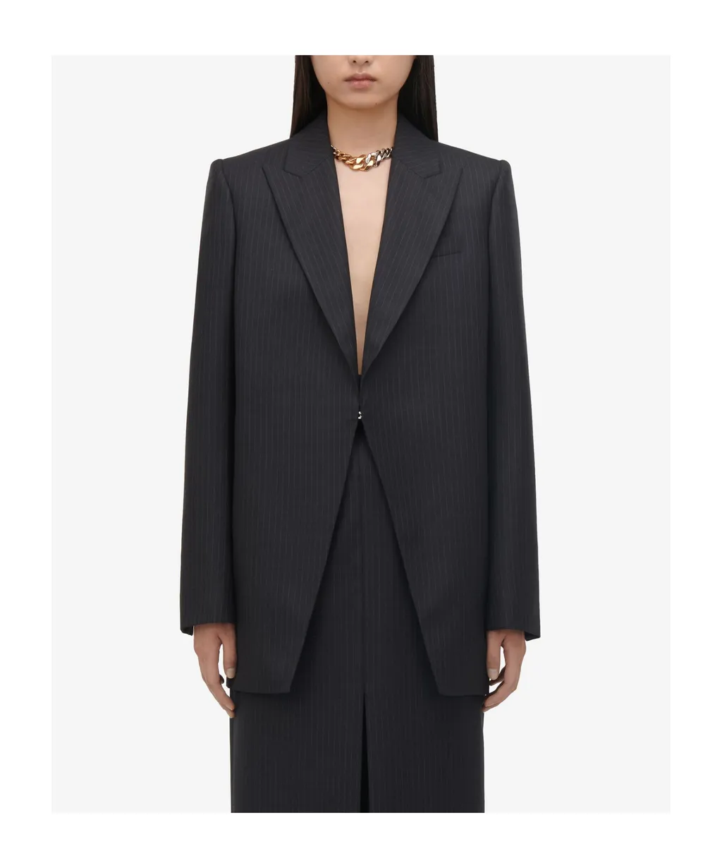 Pinstripe Pattern Blazer