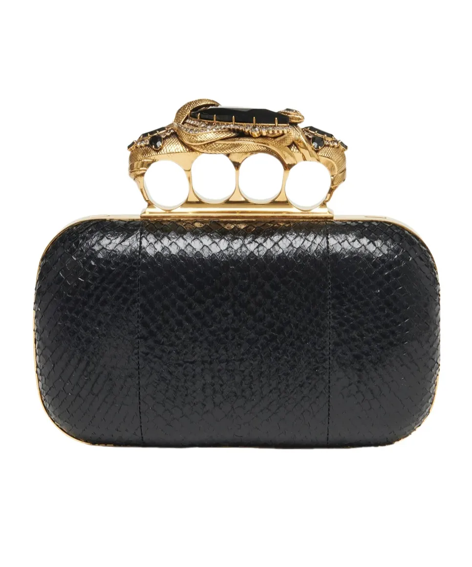 Knuckle Embossed Embellished Clutch Bag
