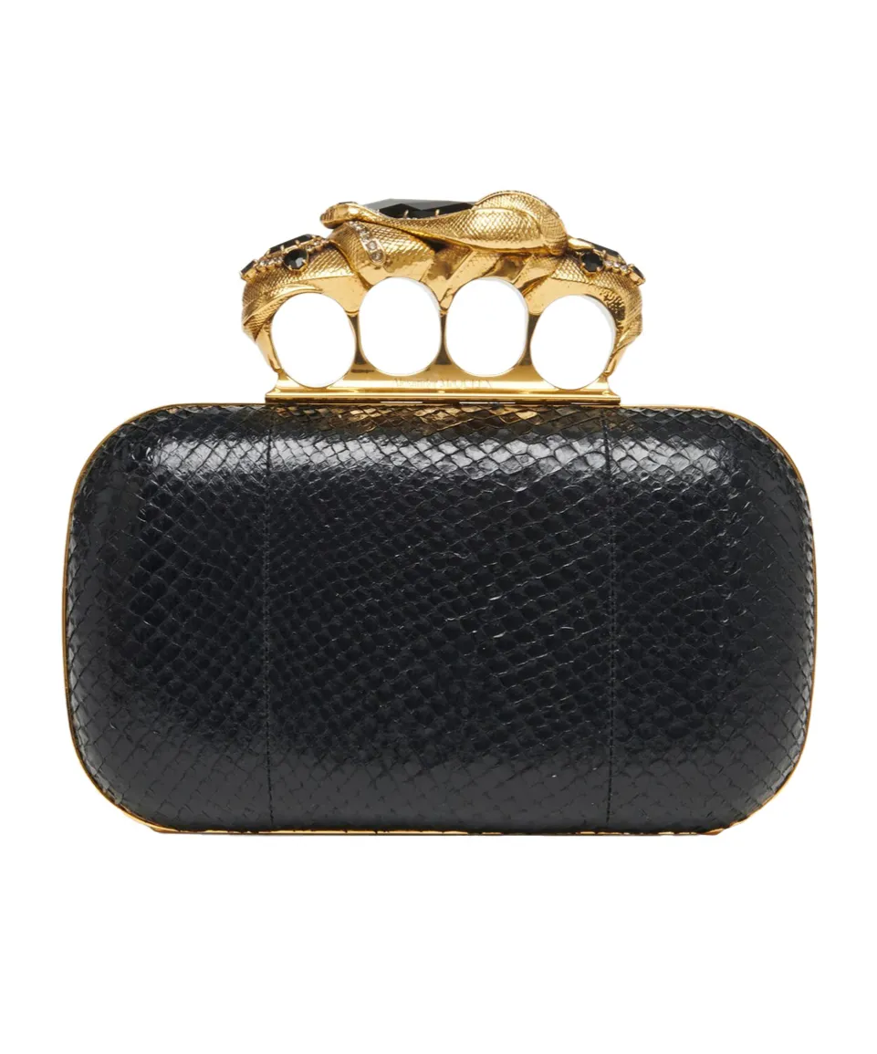 Knuckle Embossed Embellished Clutch Bag