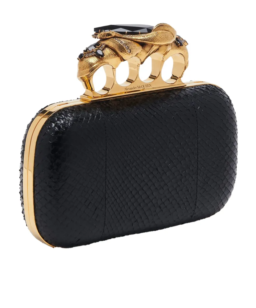 Knuckle Embossed Embellished Clutch Bag