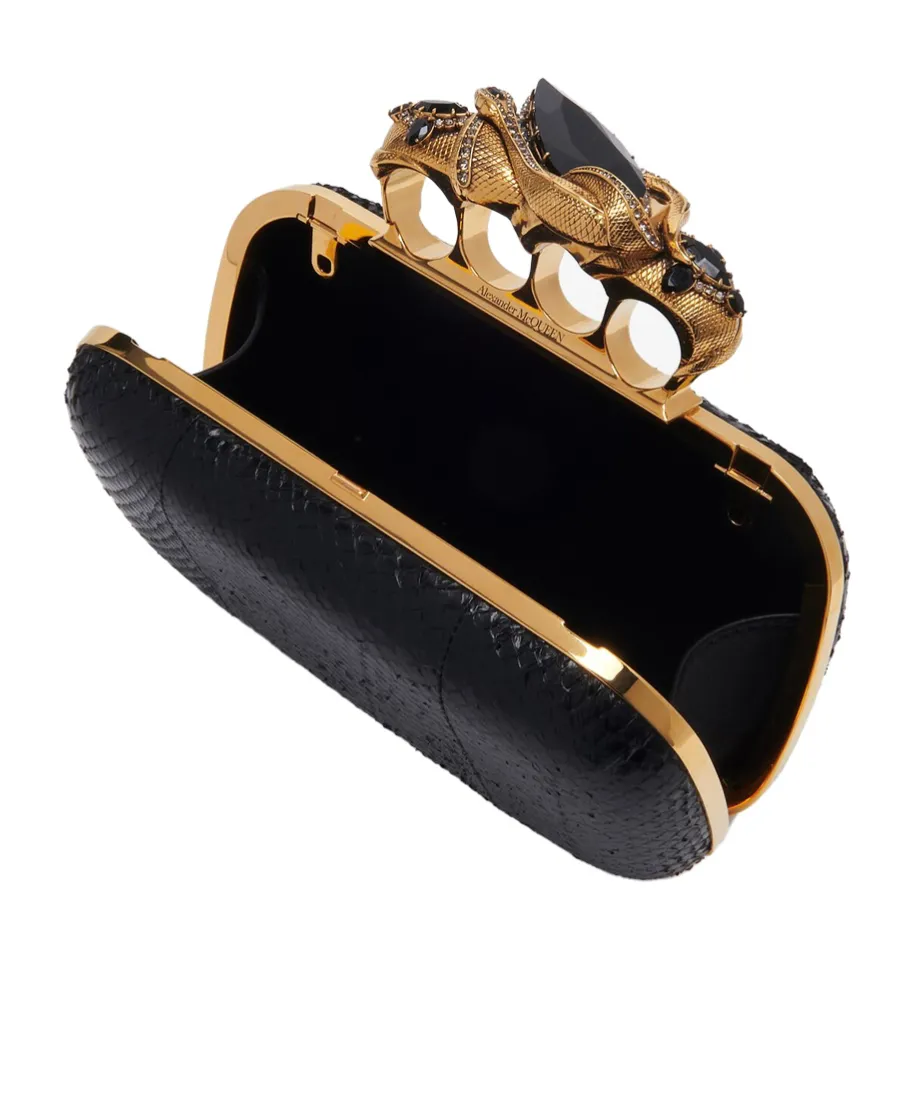 Knuckle Embossed Embellished Clutch Bag
