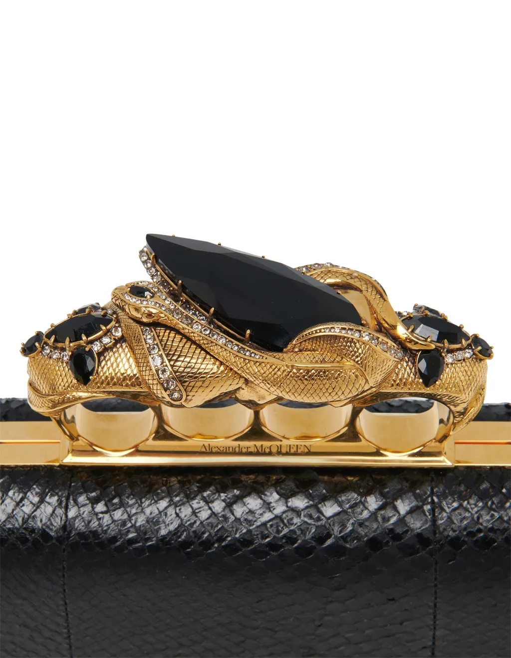 Knuckle Embossed Embellished Clutch Bag