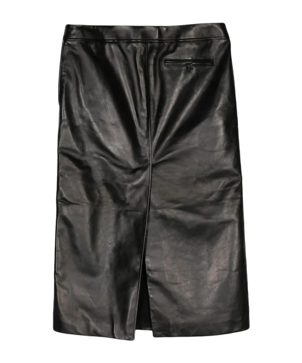 Low-Rise Leather Skirt