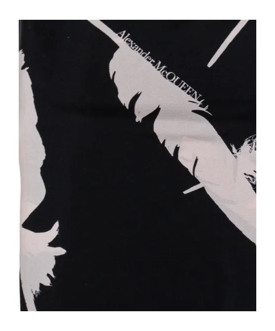Feather Printed Finished-Edge Scarf