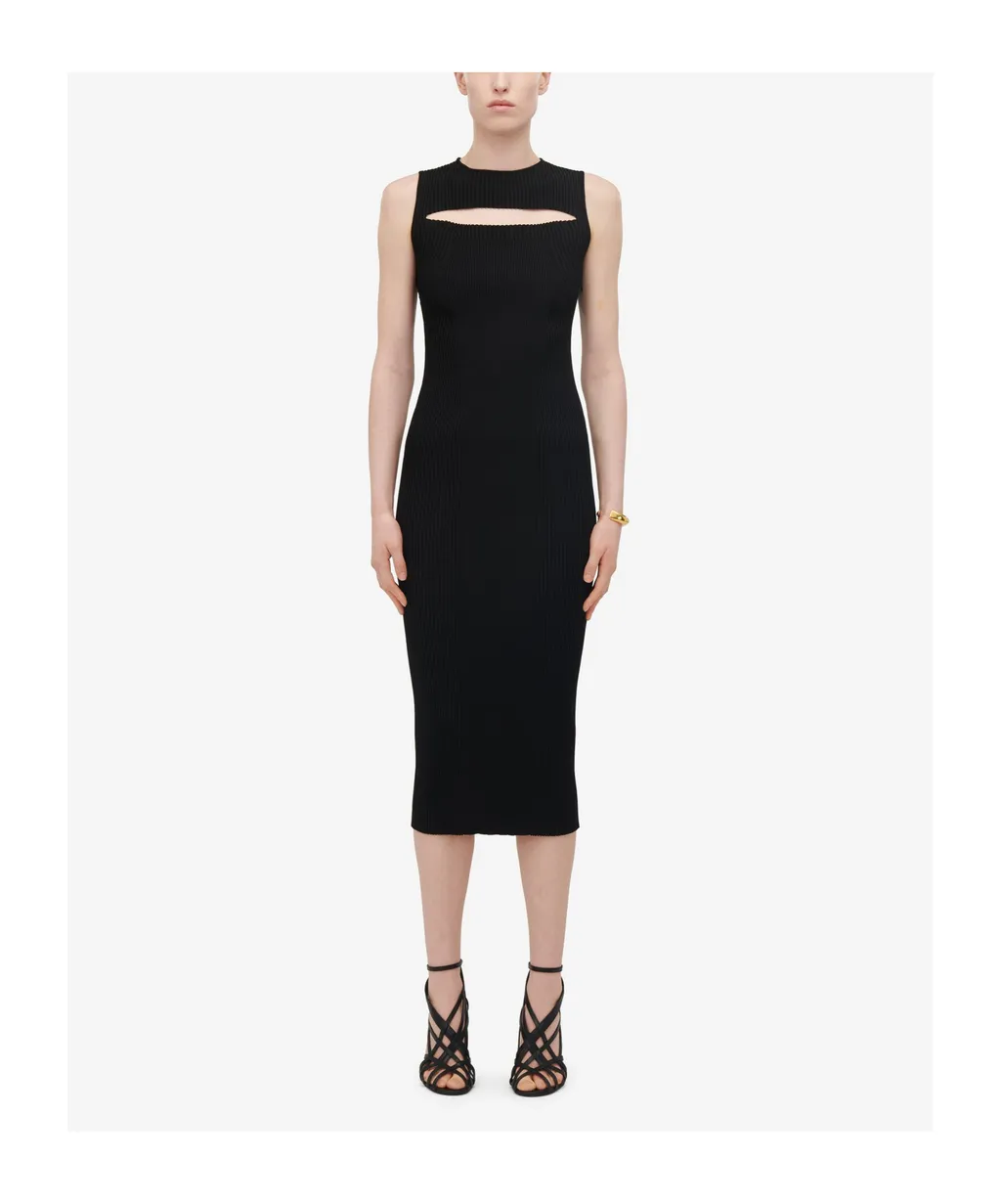 Cut-Out Knitted Sleeveless Dress