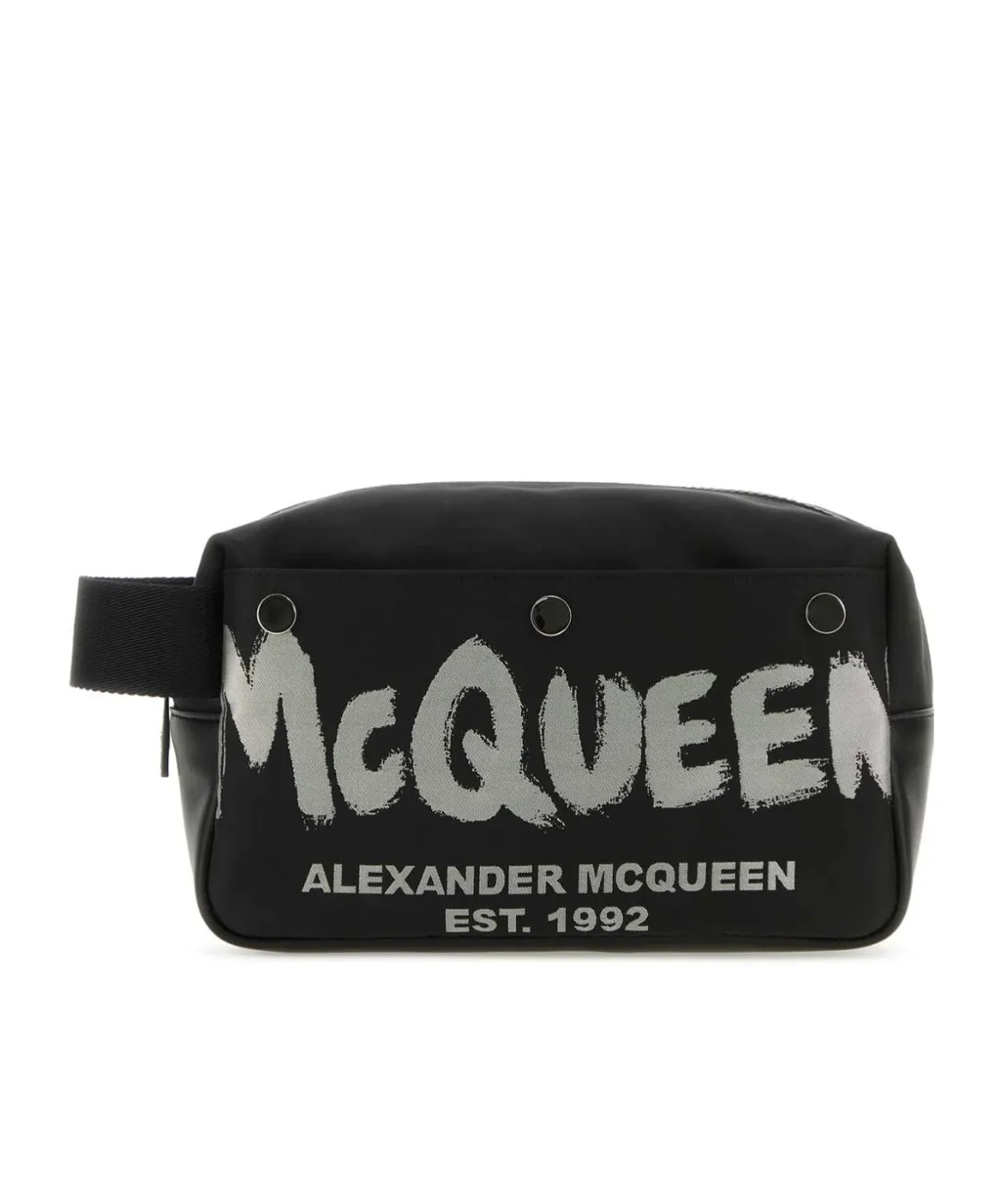 Logo Printed Zipped Toiletry Bag