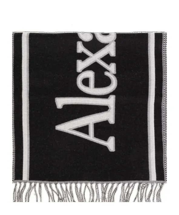 Logo Printed Fringed Scarf