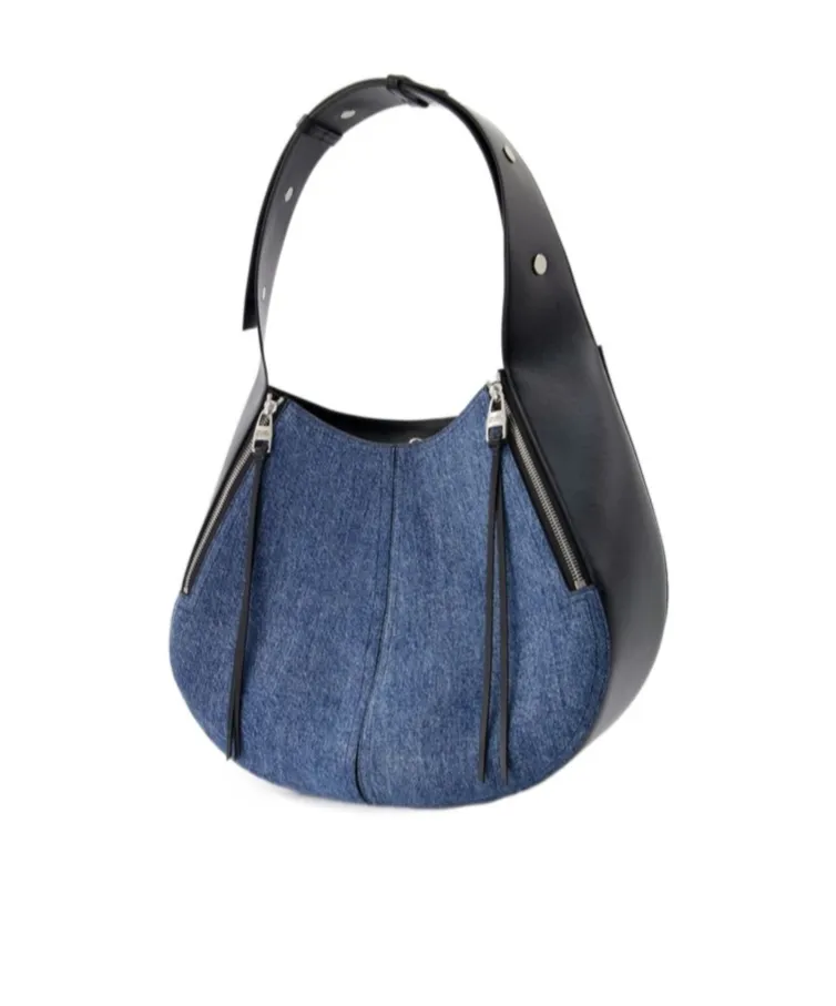 The Skull Denim Hobo Bag