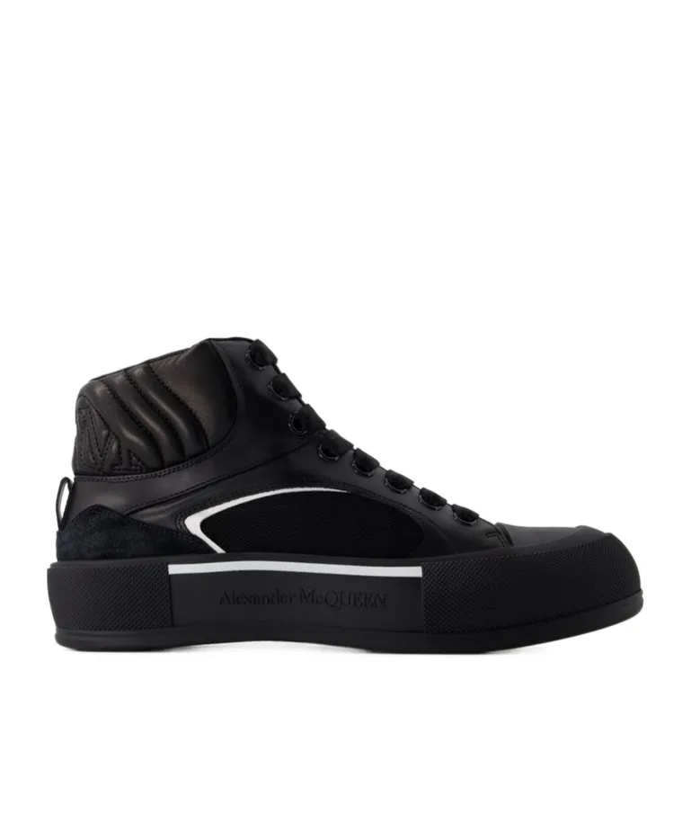 Seal-Embroidered High-Top Sneakers