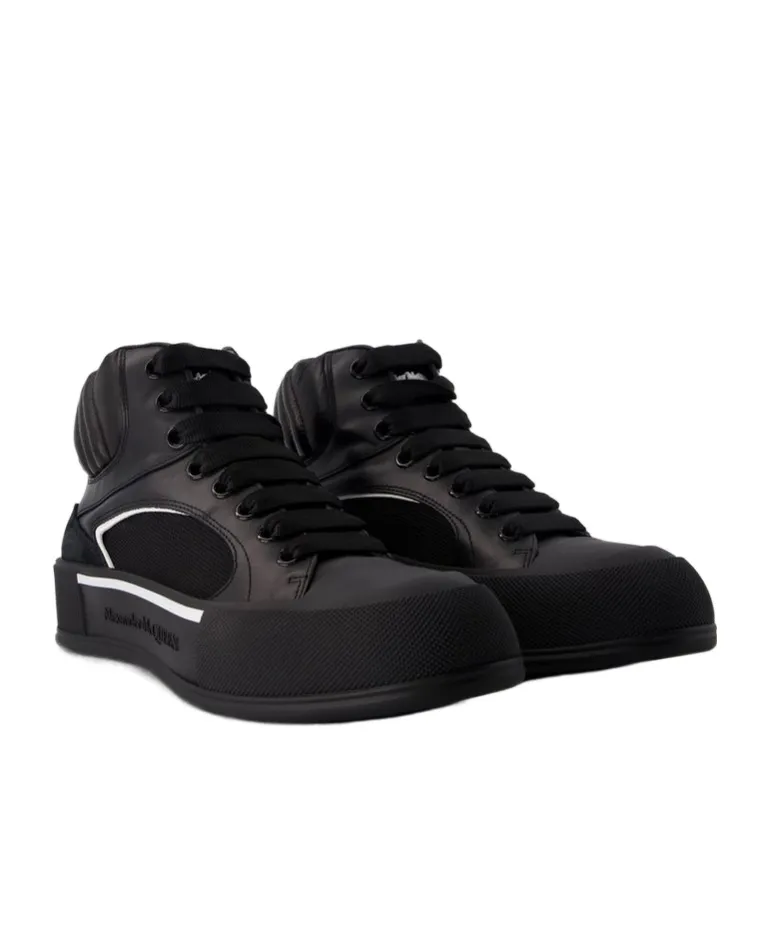Seal-Embroidered High-Top Sneakers
