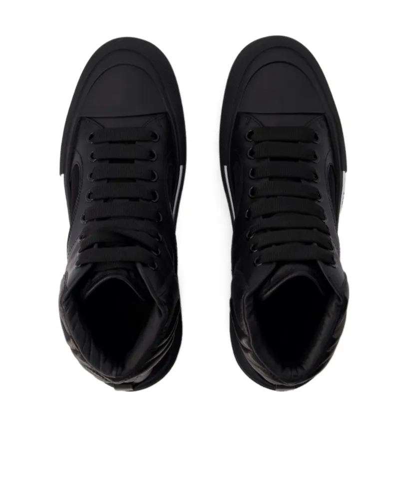 Seal-Embroidered High-Top Sneakers