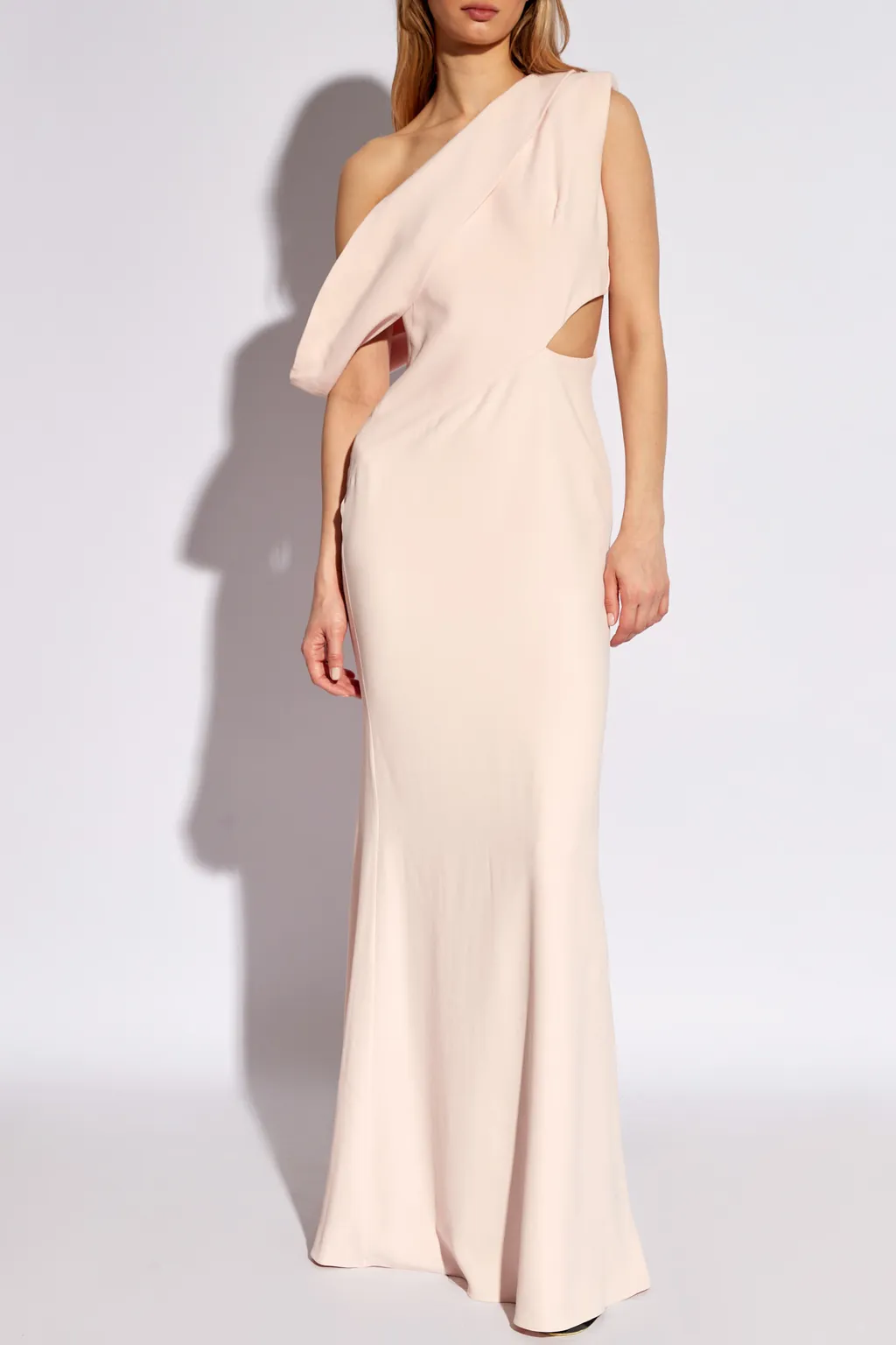 Cut-Out Detailed Asymmetric Shoulder Dress