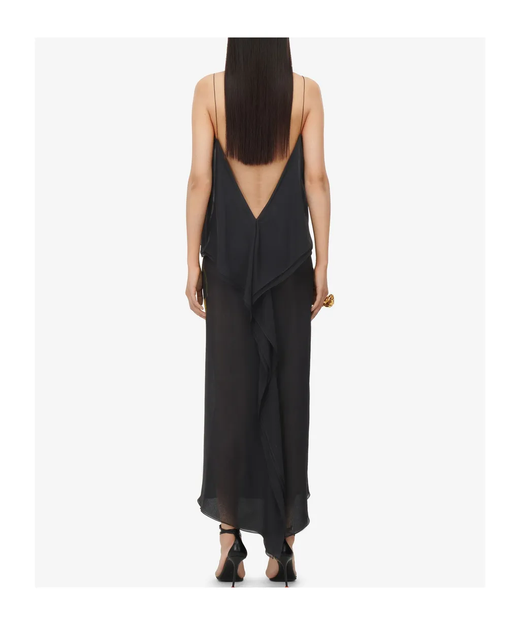 Shadow Rose-Printed Open-Back Dress