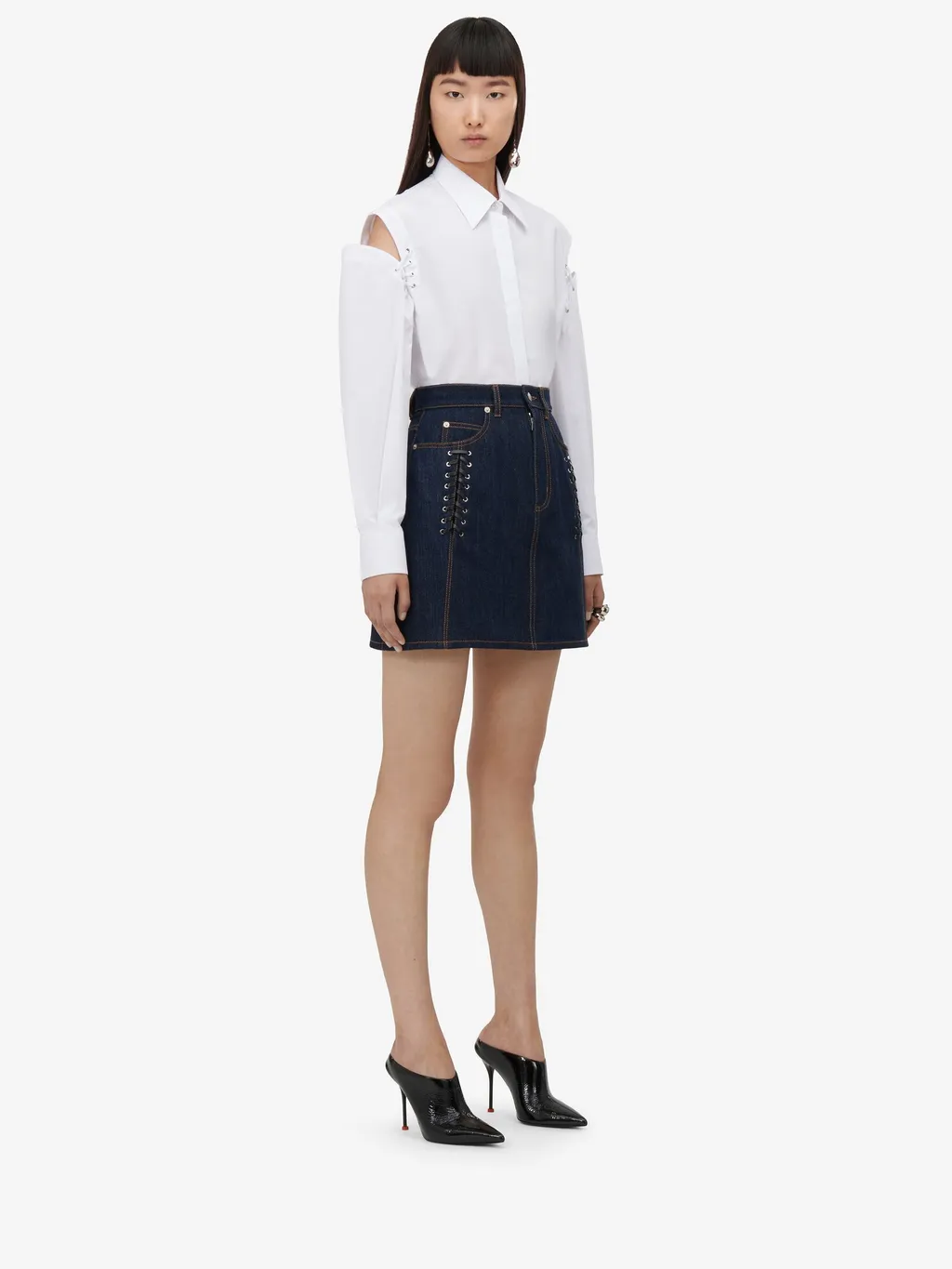 Lace Detail Slashed Cocoon Shirt