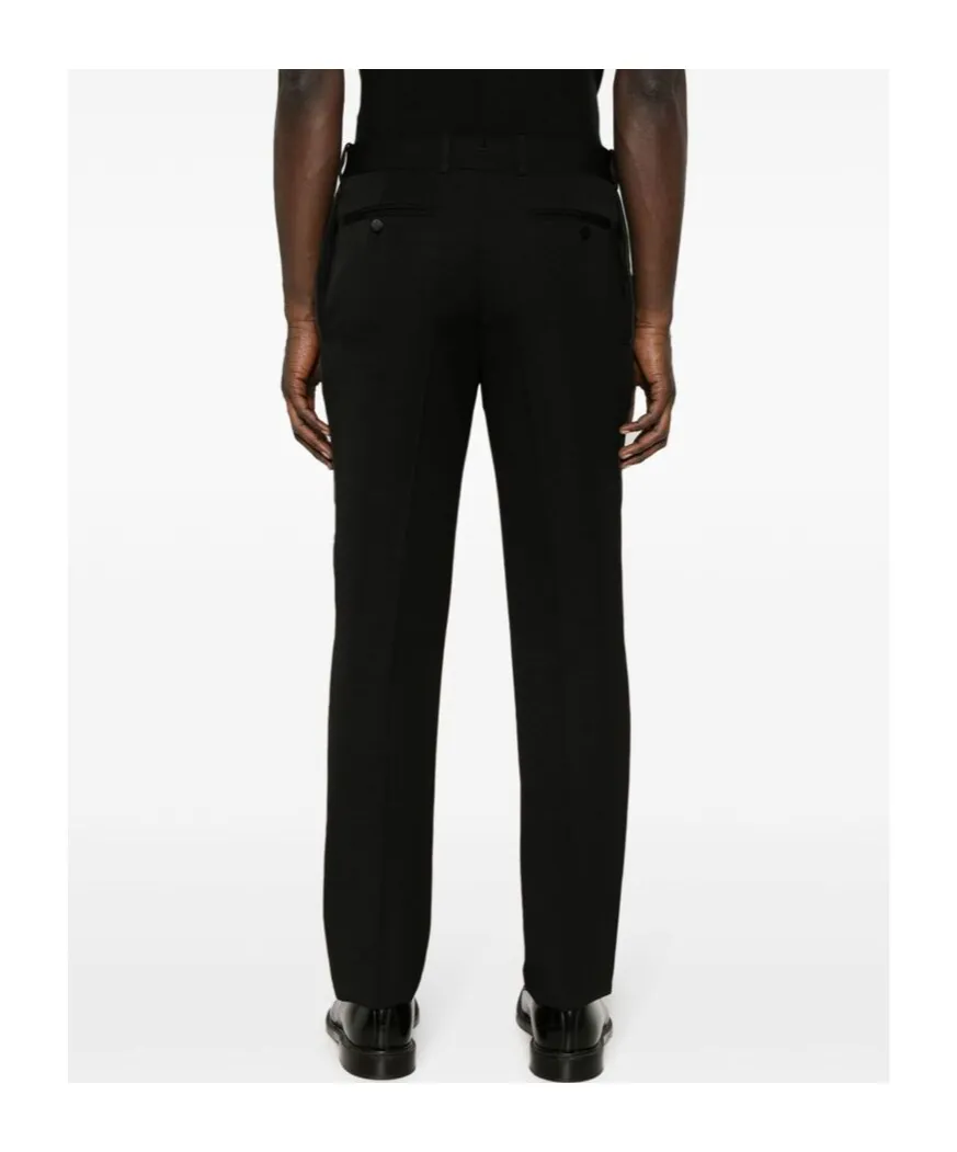 Low-Rise Satin-Trim Tailored Trousers