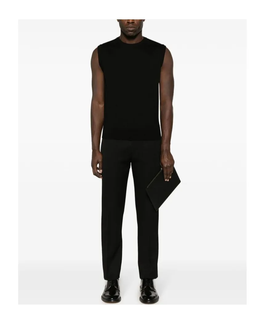 Low-Rise Satin-Trim Tailored Trousers
