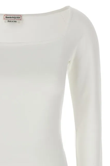 Long Sleeved Square-Neck Knitted Top