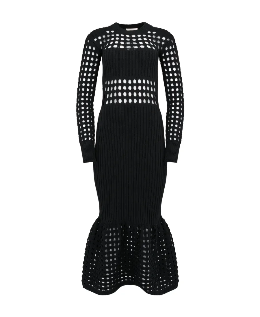 Medium-Length Knitted Mesh Dress
