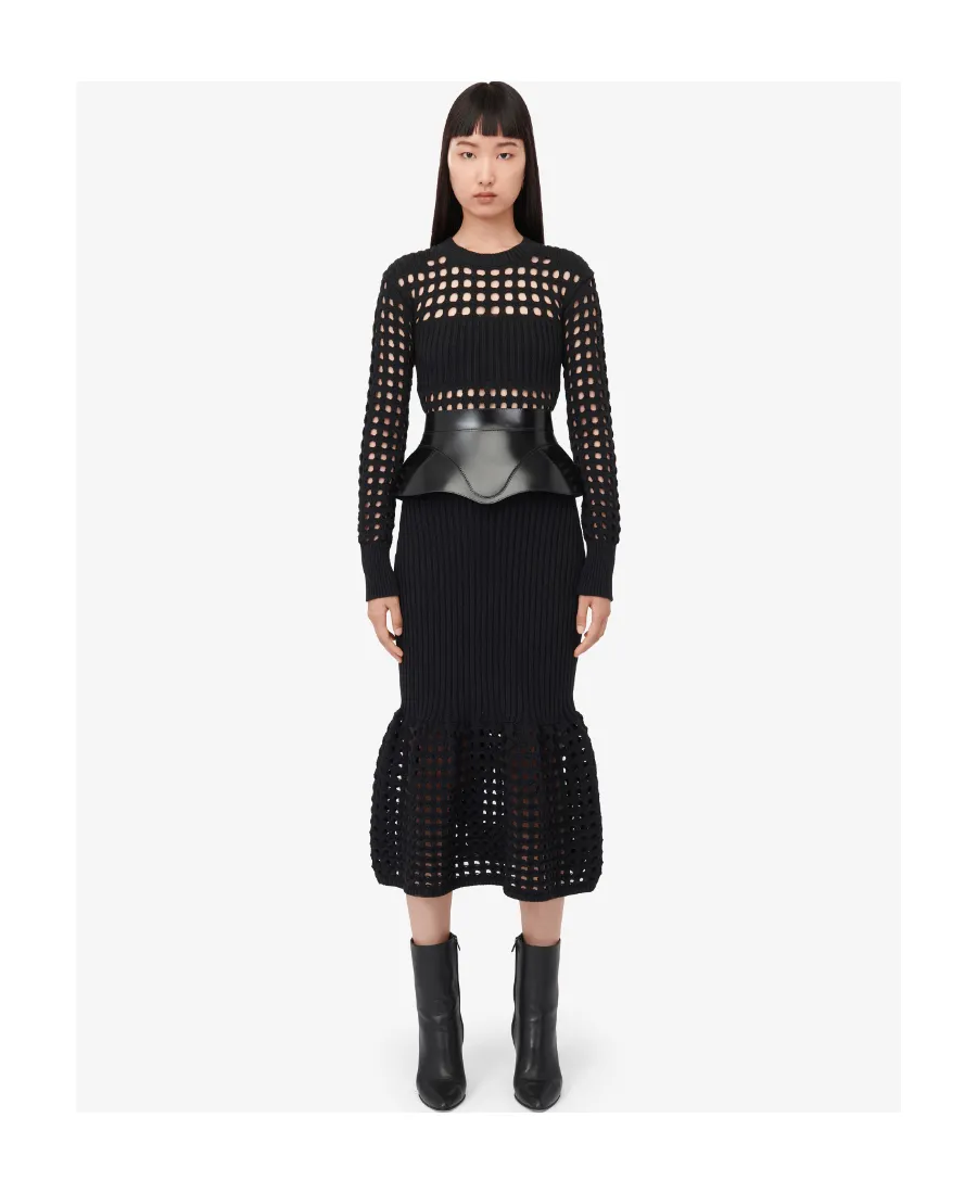 Medium-Length Knitted Mesh Dress