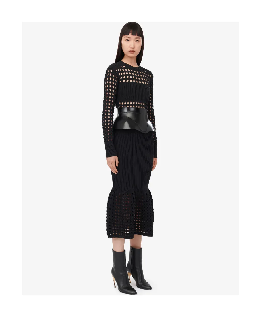 Medium-Length Knitted Mesh Dress
