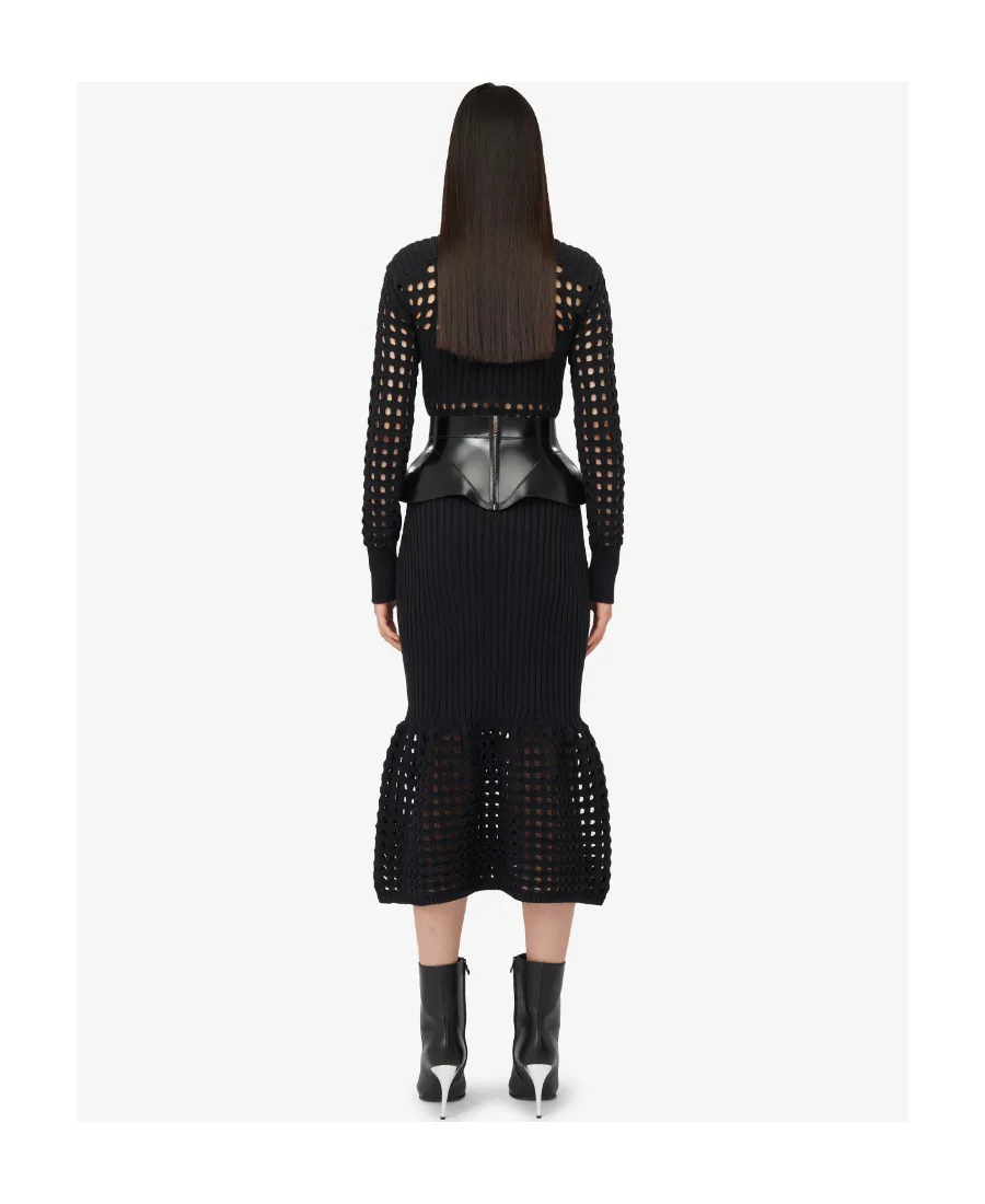 Medium-Length Knitted Mesh Dress