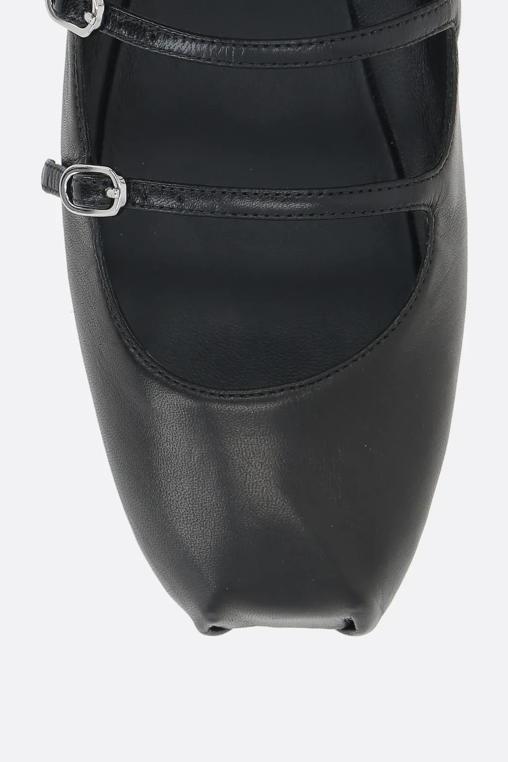 Buckled-Straps Square-Toe Ballerina Shoes