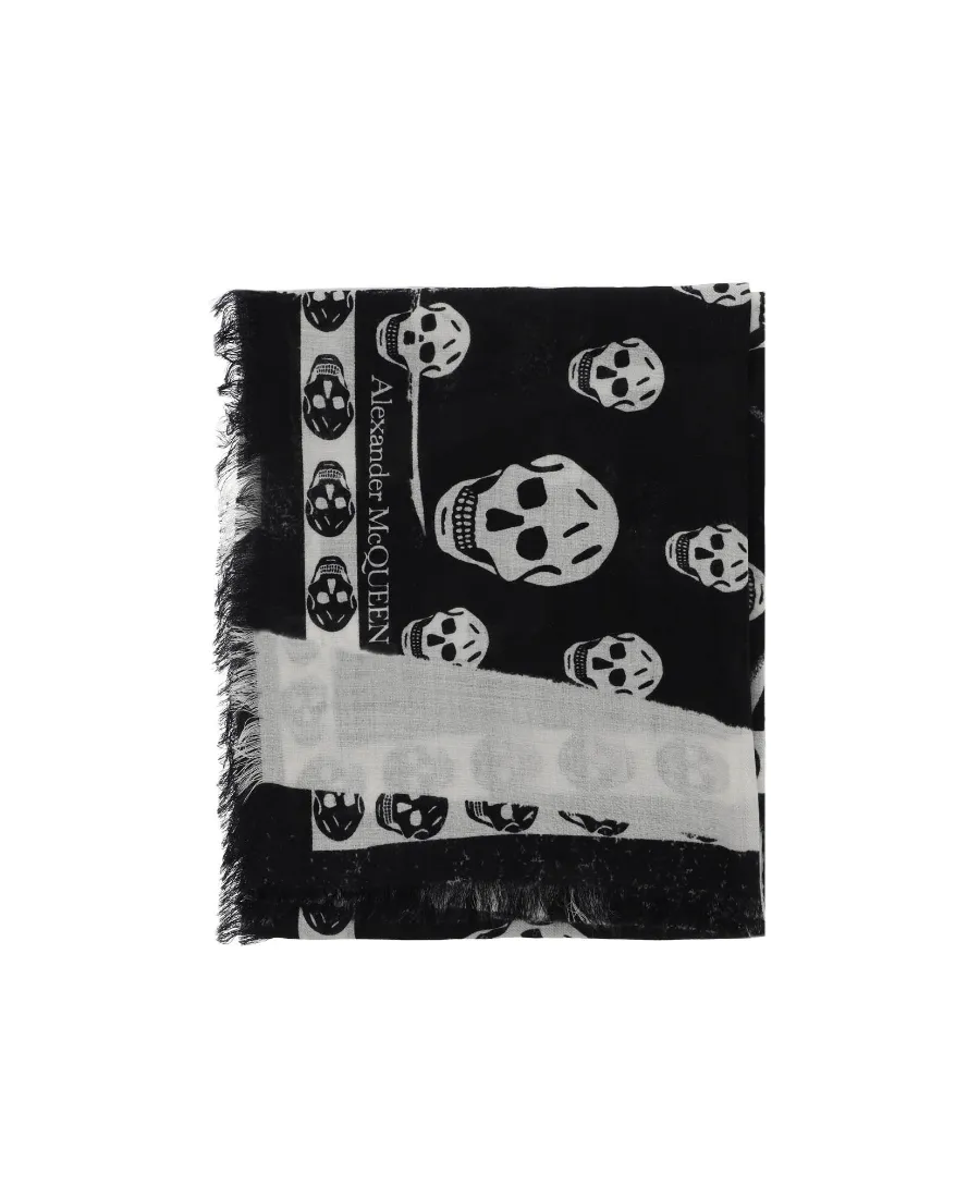 Slashed Skull Print Scarf