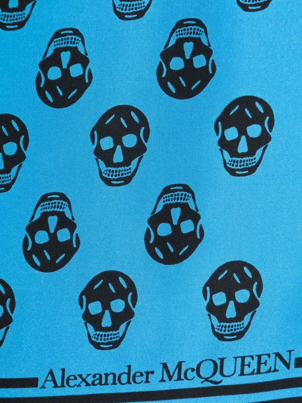 Skull-Printed Striped Edge Scarf