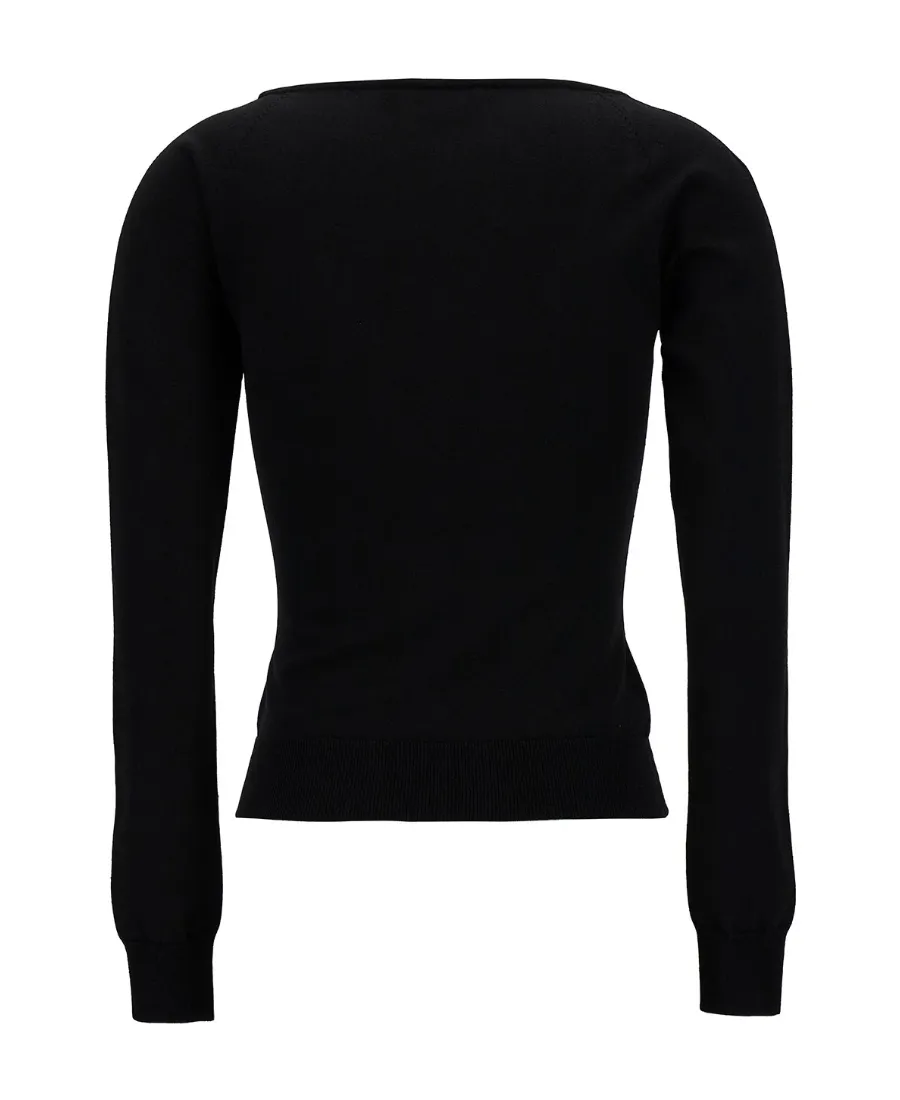 Long Sleeved Square-Neck Knitted Top