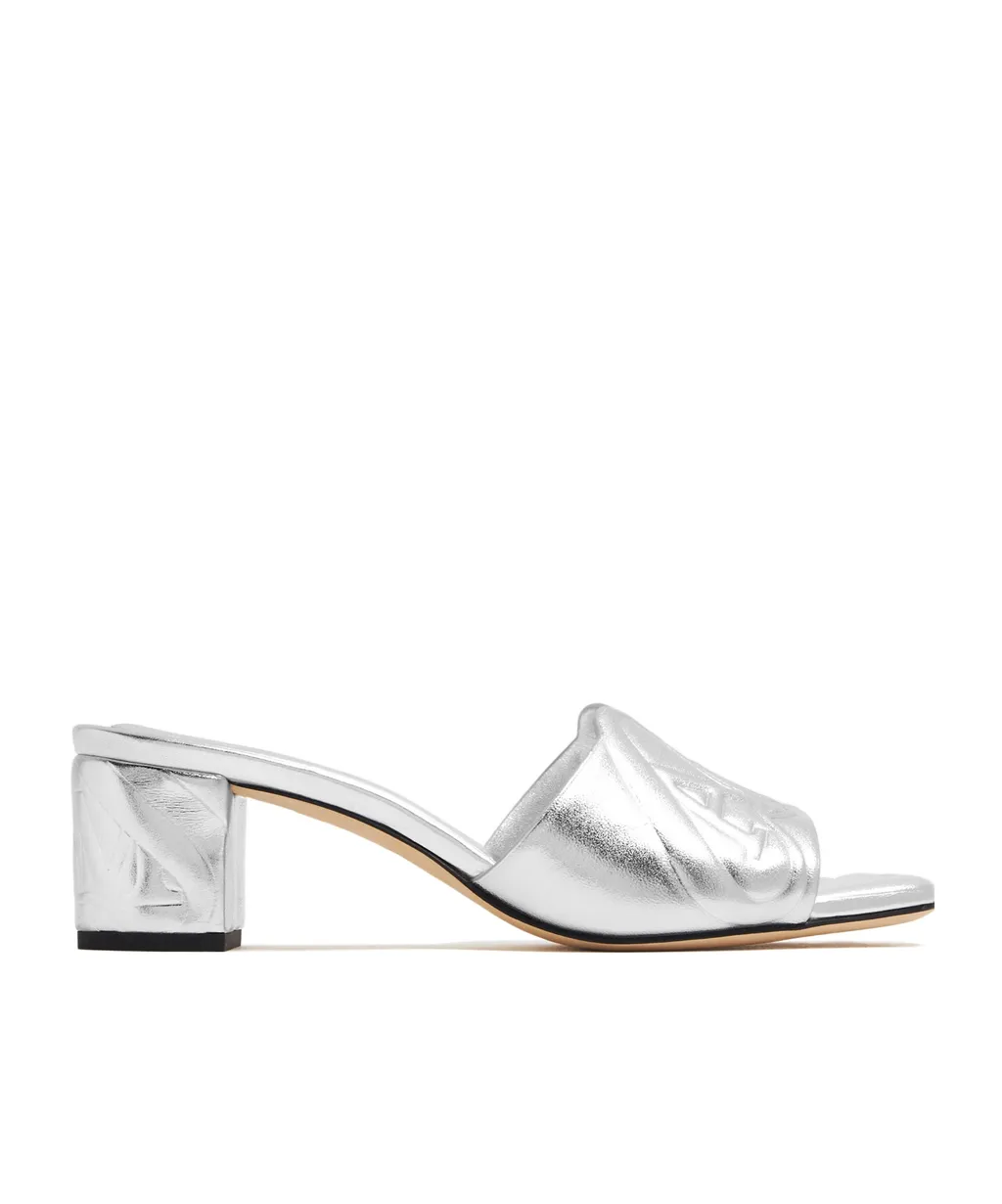 The Seal Embossed Metallic Sandals