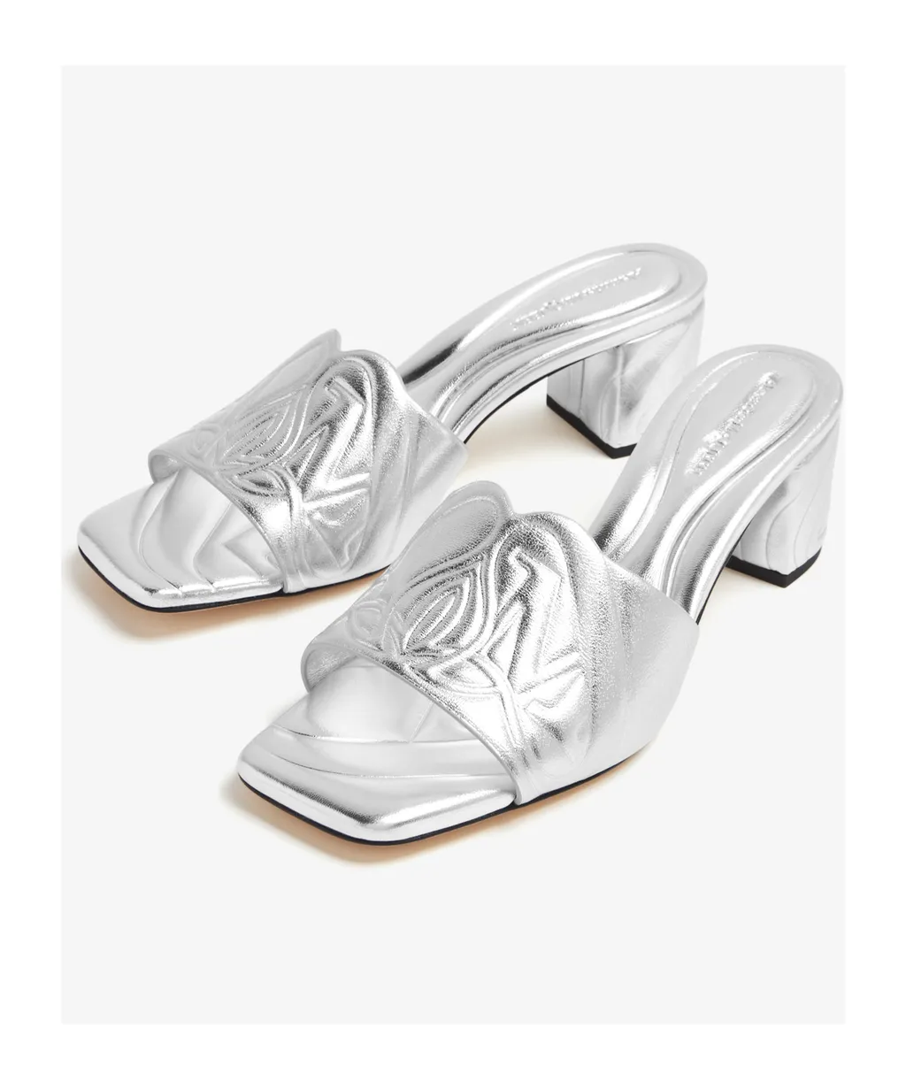 The Seal Embossed Metallic Sandals
